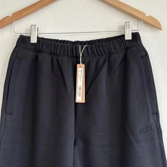 Skims Cotton Fleece Classic Straight Leg Pant in Onyx, Size XXS